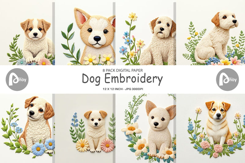 Digital Paper Dog Embroidery Digital Pattern artnoy 