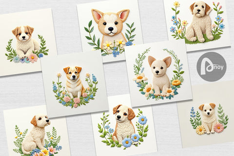 Digital Paper Dog Embroidery Digital Pattern artnoy 