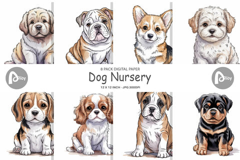 Digital Paper Dog Nursery Digital Pattern artnoy 