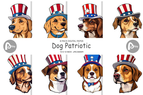 Digital Paper Dog Patriotic Digital Pattern artnoy 