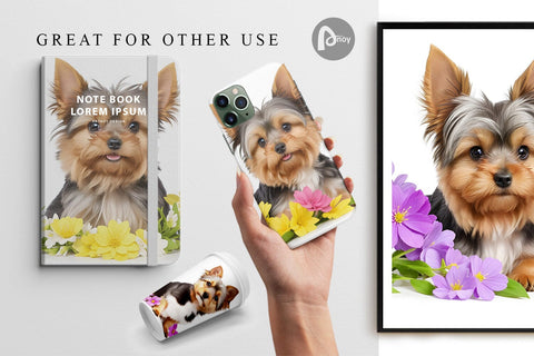 Digital Paper Dog Spring Flowers Digital Pattern artnoy 