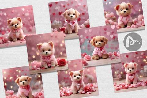 Digital Paper Dog Valentine Digital Pattern artnoy 