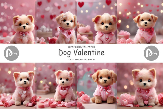 Digital Paper Dog Valentine Digital Pattern artnoy 