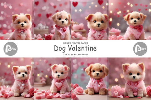 Digital Paper Dog Valentine Digital Pattern artnoy 