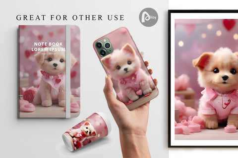 Digital Paper Dog Valentine Digital Pattern artnoy 