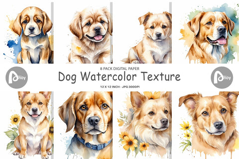 Digital Paper Dog Watercolor Texture Sublimation artnoy 
