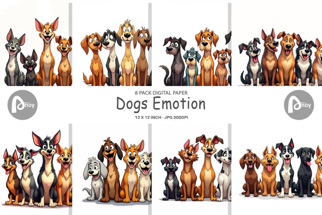 Digital Paper Dogs Emotion Digital Pattern artnoy 