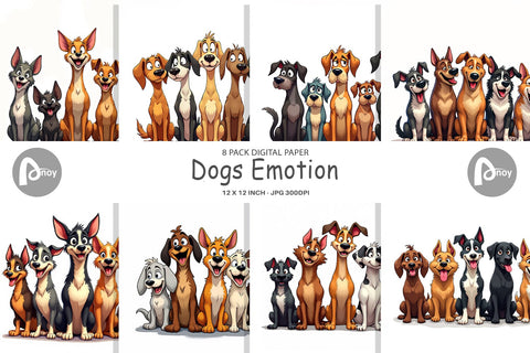 Digital Paper Dogs Emotion Digital Pattern artnoy 