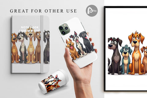 Digital Paper Dogs Emotion Digital Pattern artnoy 