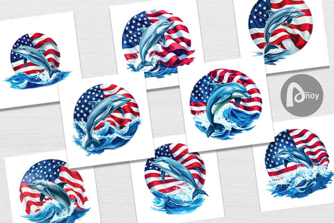 Digital Paper Dolphin 4th of July Digital Pattern artnoy 