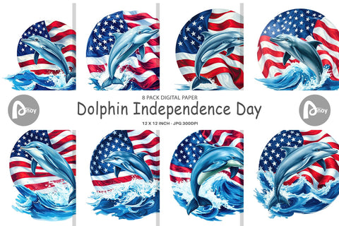 Digital Paper Dolphin 4th of July Digital Pattern artnoy 