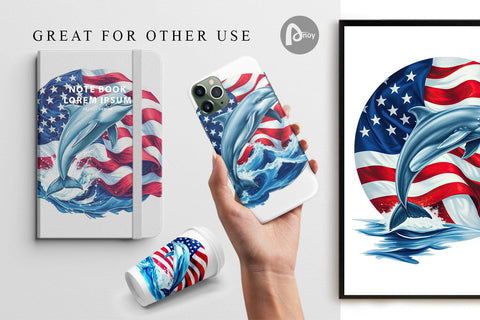 Digital Paper Dolphin 4th of July Digital Pattern artnoy 