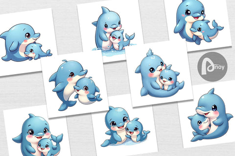 Digital Paper Dolphin Mother's Day Digital Pattern artnoy 