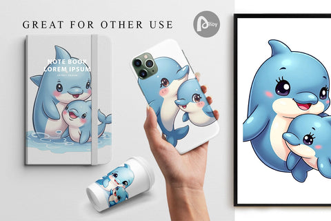 Digital Paper Dolphin Mother's Day Digital Pattern artnoy 