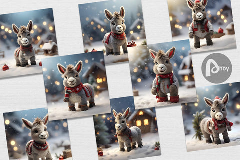 Digital Paper Donkey Christmas Digital Pattern artnoy 