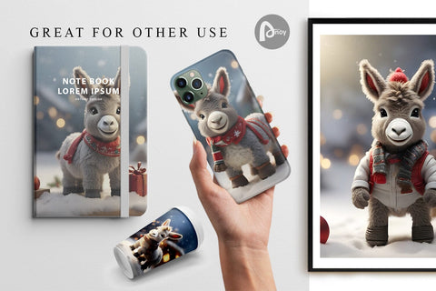 Digital Paper Donkey Christmas Digital Pattern artnoy 