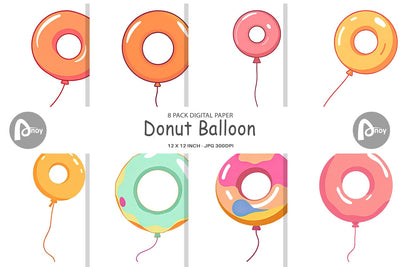 Digital Paper Donut Balloon Digital Pattern artnoy 