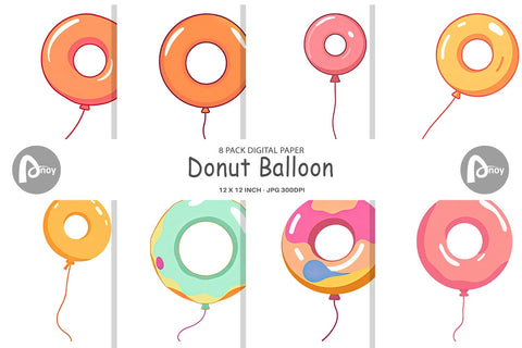 Digital Paper Donut Balloon Digital Pattern artnoy 