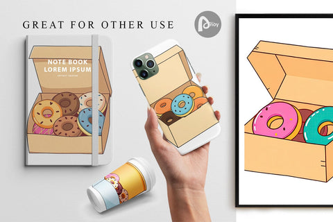 Digital Paper Donut Box Digital Pattern artnoy 