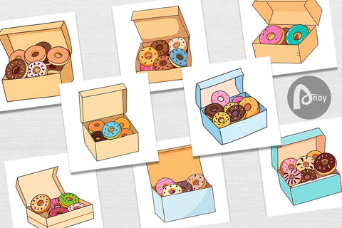 Digital Paper Donut Box Digital Pattern artnoy 