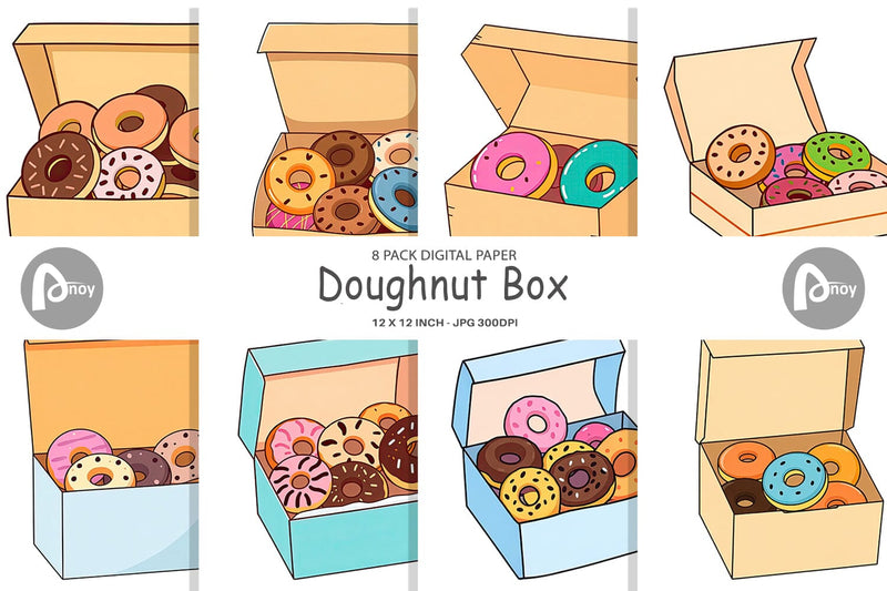 Digital Paper Donut Box Digital Pattern artnoy 