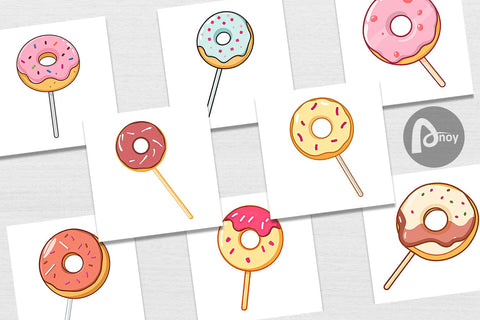 Digital Paper Donut Stick Digital Pattern artnoy 