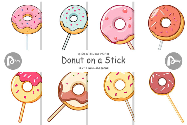Digital Paper Donut Stick Digital Pattern artnoy 