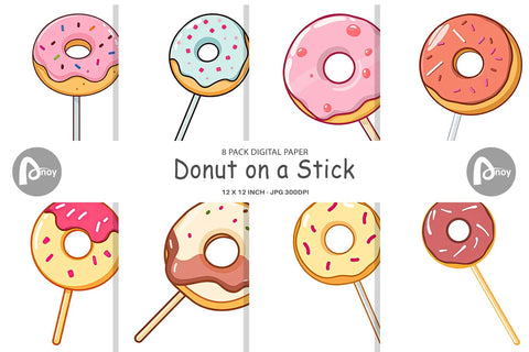 Digital Paper Donut Stick Digital Pattern artnoy 