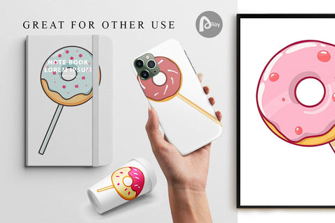 Digital Paper Donut Stick Digital Pattern artnoy 