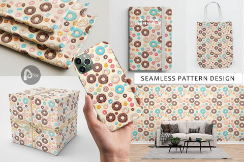 Digital Paper Donuts Seamless Patterns Digital Pattern artnoy 