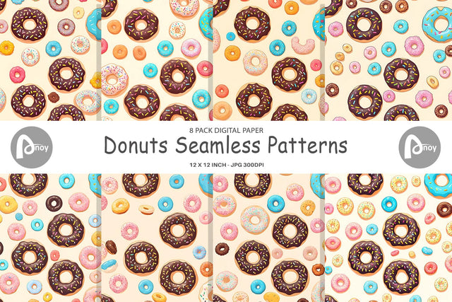 Digital Paper Donuts Seamless Patterns Digital Pattern artnoy 