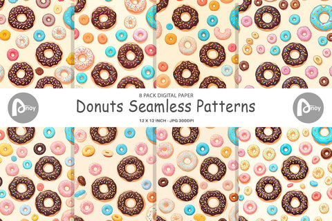 Digital Paper Donuts Seamless Patterns Digital Pattern artnoy 
