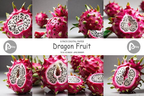 Digital Paper Dragon Fruit Digital Pattern artnoy 