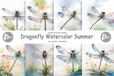 Digital Paper Dragonfly Summer Digital Pattern artnoy 