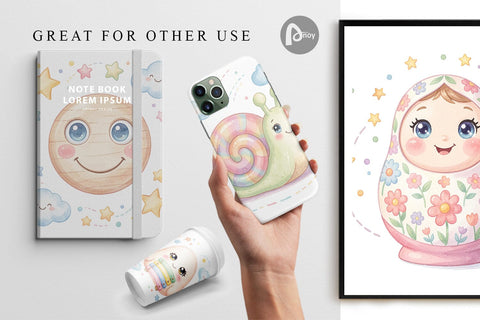 Digital Paper Dreamy Floating Toybox Watercolor Digital Pattern artnoy 