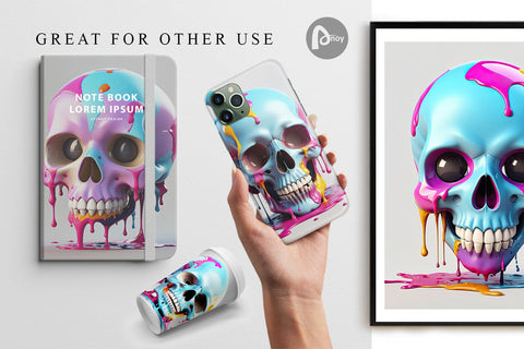 Digital Paper Dripping Skull Digital Pattern artnoy 