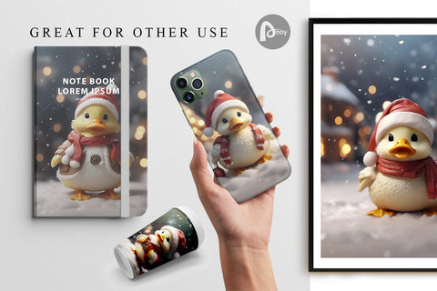 Digital Paper Duck Christmas Digital Pattern artnoy 