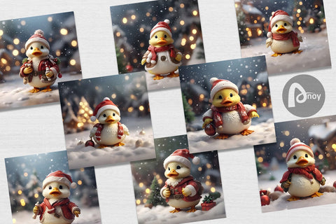 Digital Paper Duck Christmas Digital Pattern artnoy 