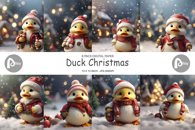 Digital Paper Duck Christmas Digital Pattern artnoy 
