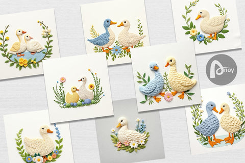 Digital Paper Duck Embroidery Digital Pattern artnoy 