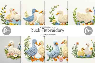 Digital Paper Duck Embroidery Digital Pattern artnoy 