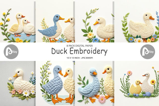 Digital Paper Duck Embroidery Digital Pattern artnoy 
