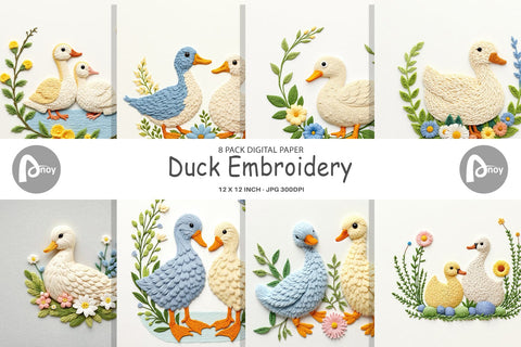 Digital Paper Duck Embroidery Digital Pattern artnoy 