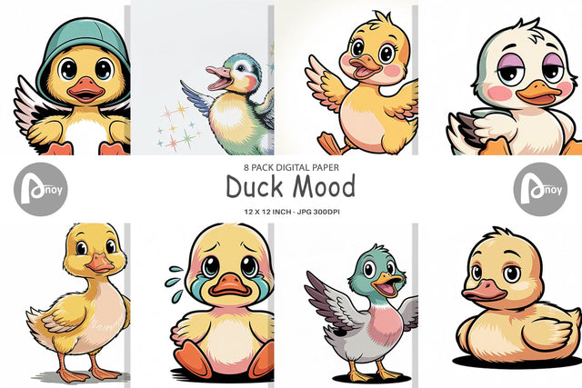 Digital Paper Duck Mood Digital Pattern artnoy 
