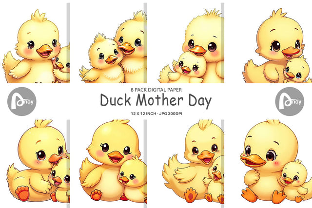 Digital Paper Duck Mother's Day Digital Pattern artnoy 