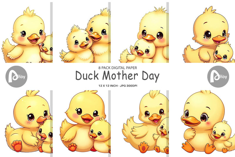 Digital Paper Duck Mother's Day Digital Pattern artnoy 
