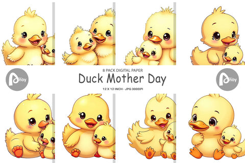 Digital Paper Duck Mother's Day Digital Pattern artnoy 