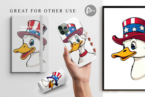 Digital Paper Duck Patriotic Digital Pattern artnoy 