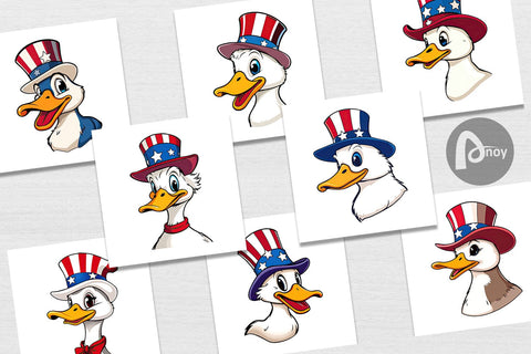 Digital Paper Duck Patriotic Digital Pattern artnoy 