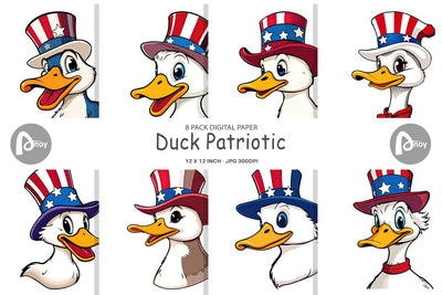 Digital Paper Duck Patriotic Digital Pattern artnoy 